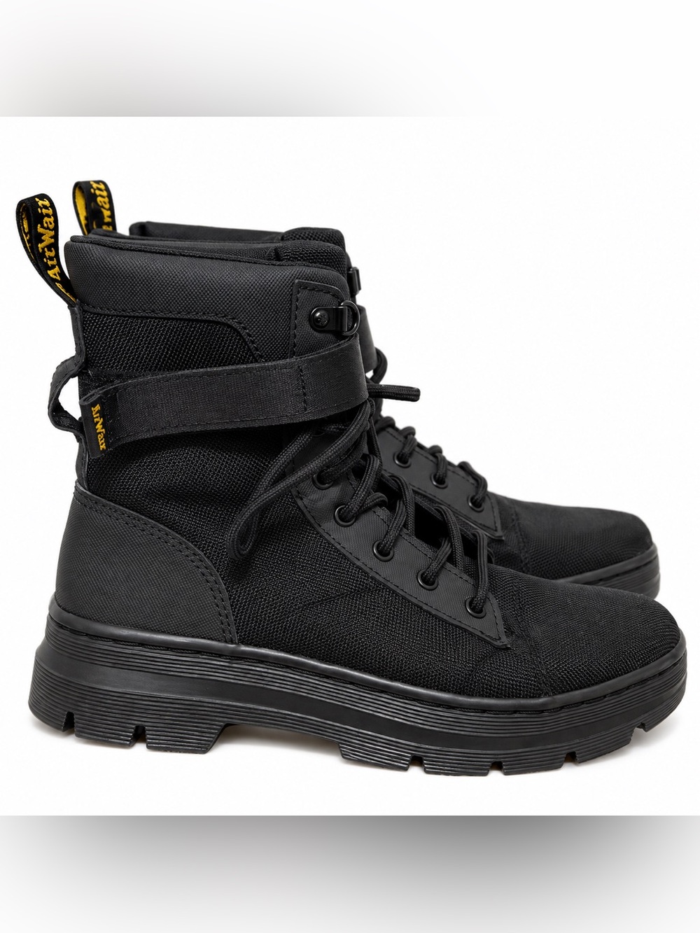 Dr Martens Womens 6 Black Combs W Tech Utility Combat Boots Strap Gorpcore